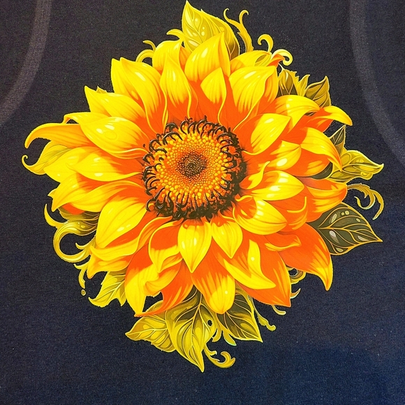 Navy Sunflower Delight Bella Canvas Graphic Muscle Tee - Picture 2 of 10